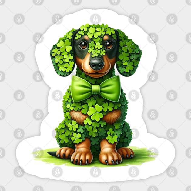 Clover Dachshund Dog St Patricks Day Sticker by Chromatic Fusion Studio